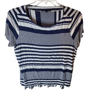 Cyrus Dark Blue/White Boat Neck Tee, 1X